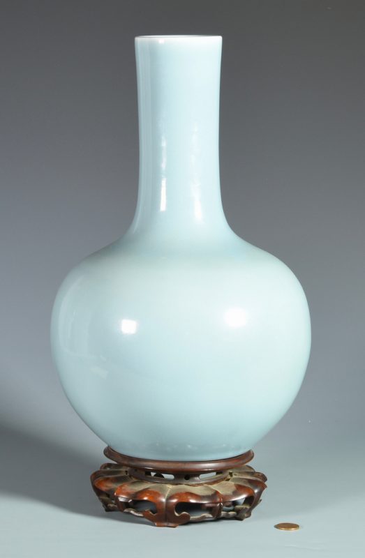 Lot 28: Large Pale Blue Chinese Bottle Form Vase