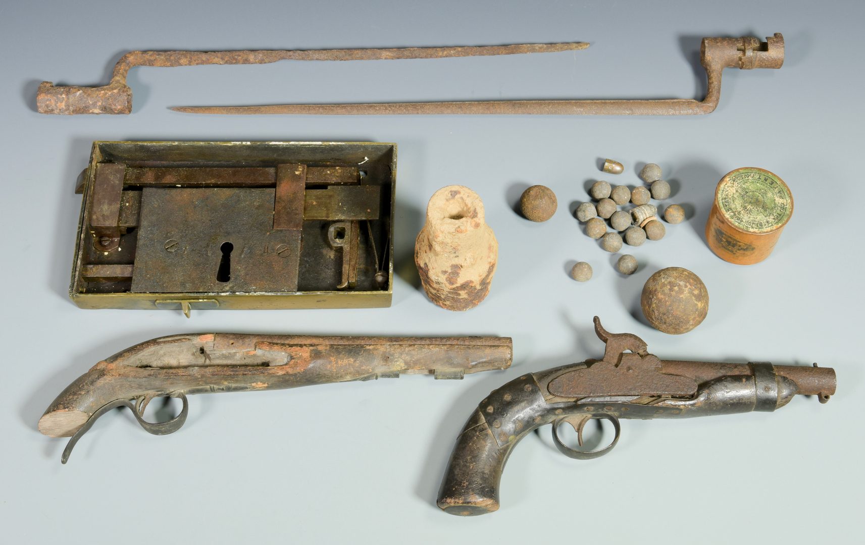 Lot 296: Devon Farm Civil War Dug Artifacts and Lock