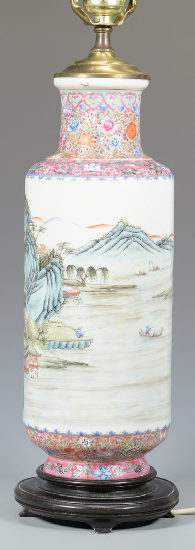 Lot 30: Chinese Famille Rose Porcelain Lamp