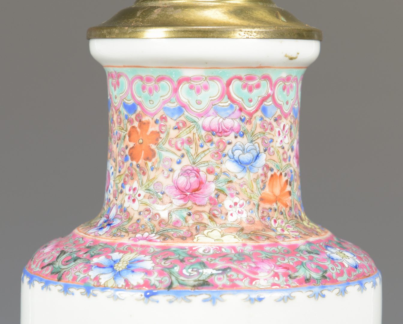 Lot 30: Chinese Famille Rose Porcelain Lamp