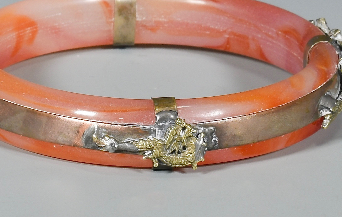 Lot 320: Chinese Dragon Bangle, Bronze Censer & Bookends