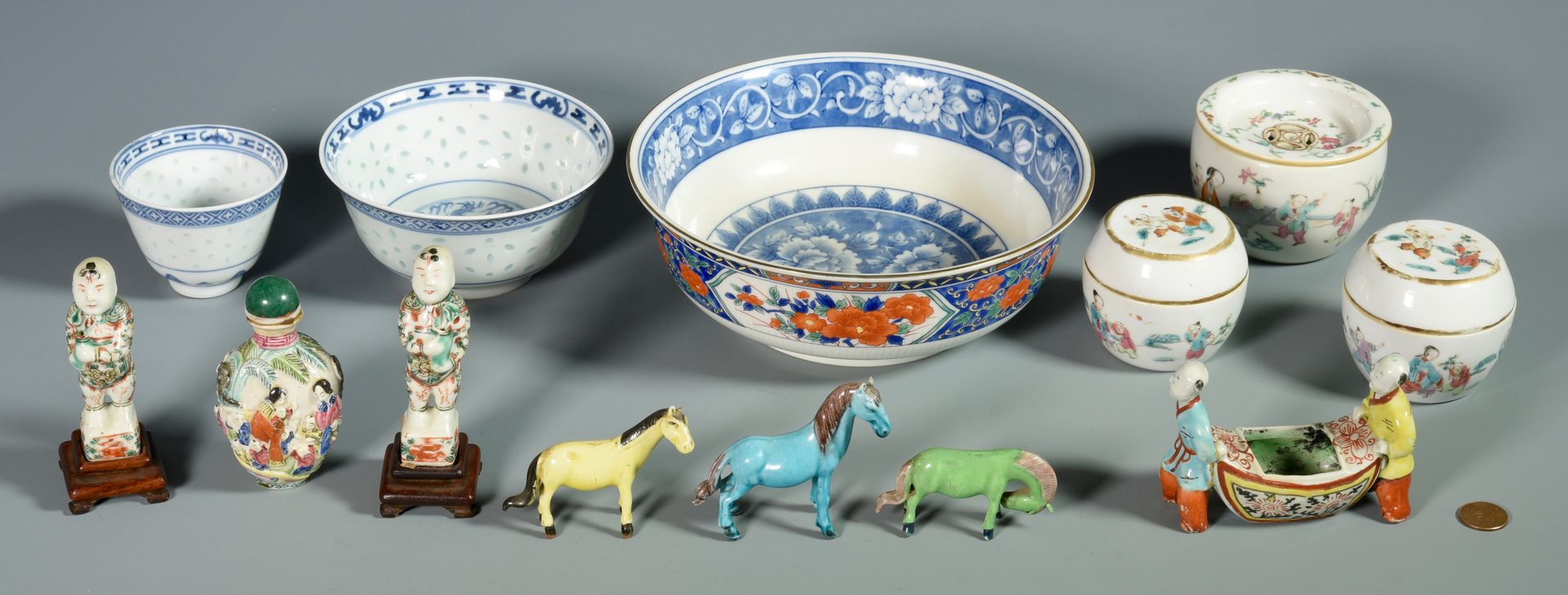 Lot 346: Grouping of Asian Porcelain & Pottery Items, 13 pcs.