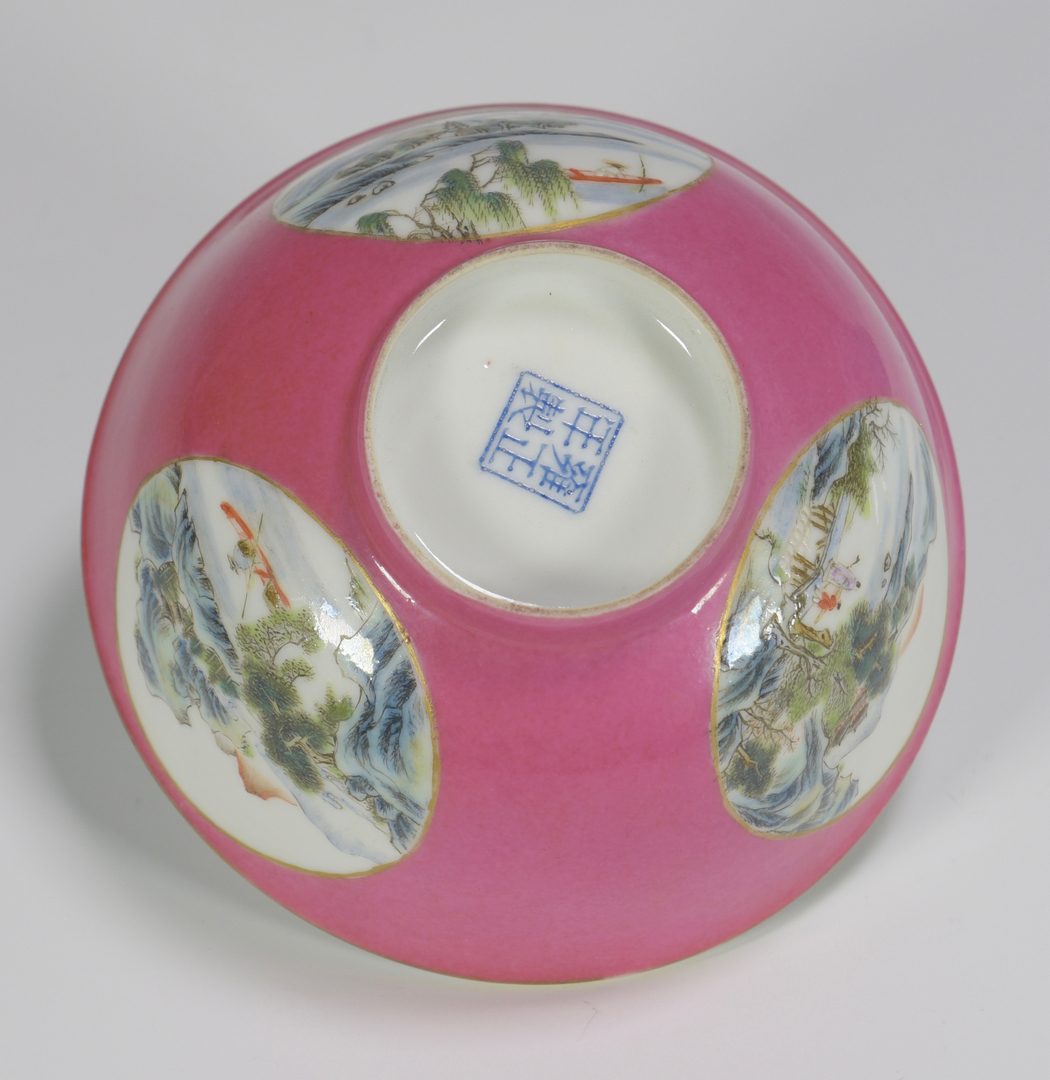 Lot 350: 2 Porcelain Rice Bowls plus Large Peking Glass Bowl