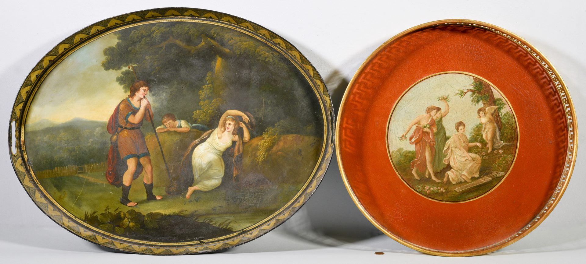 Lot 363: 2 Tole Trays with Classical Scenes