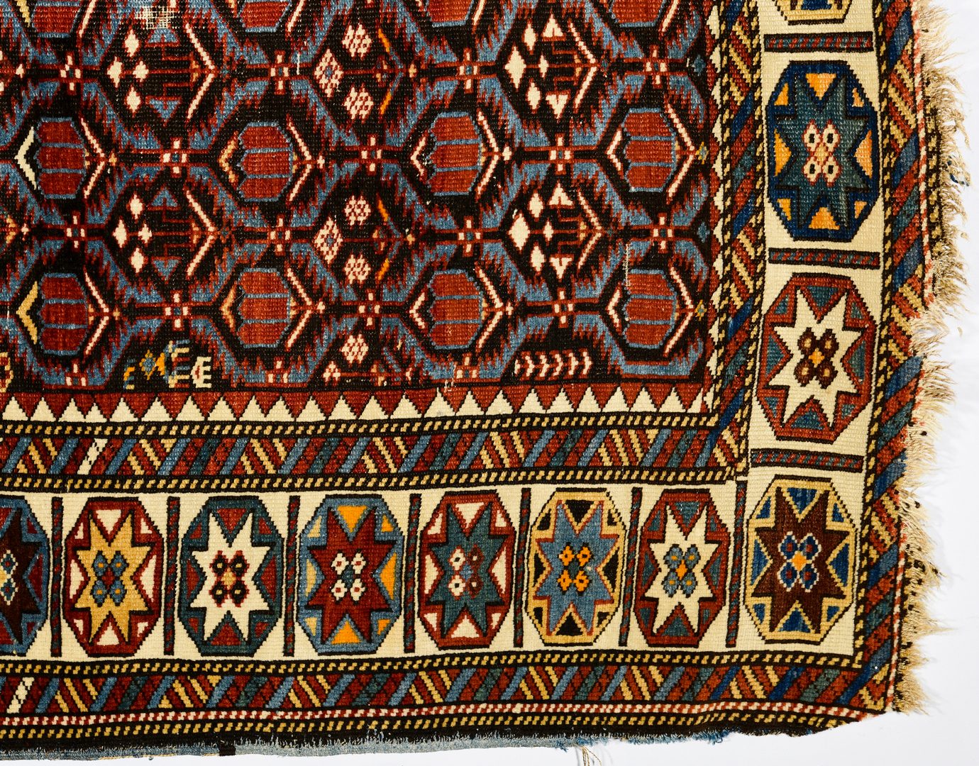 Lot 374: Antique Persian Kuba area rug, 3'7" x 5'4"