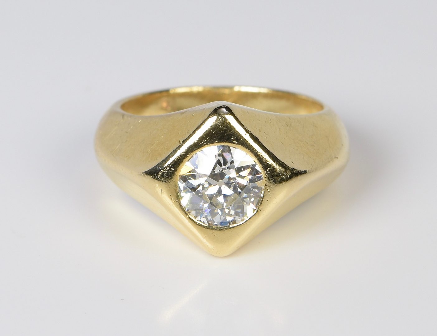 Lot 398: Gent's 14K 1.57 ct OEC Diamond Ring