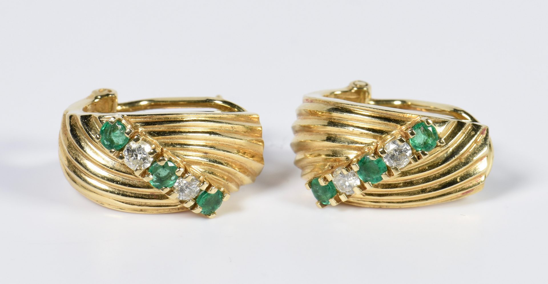 Lot 400: 3 Items, 14K Emerald and Diamond Jewelry