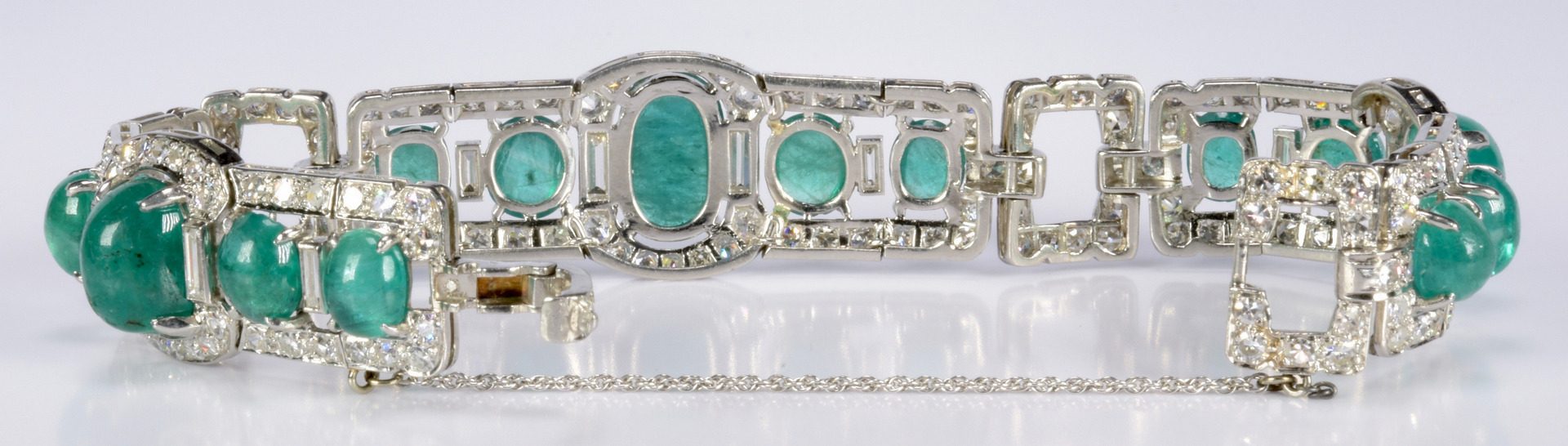 Lot 401: Art Deco Emerald and Diamond Bracelet
