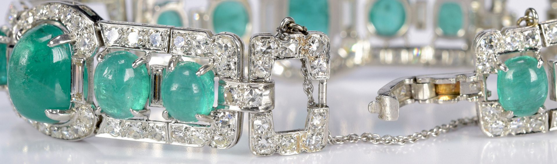 Lot 401: Art Deco Emerald and Diamond Bracelet