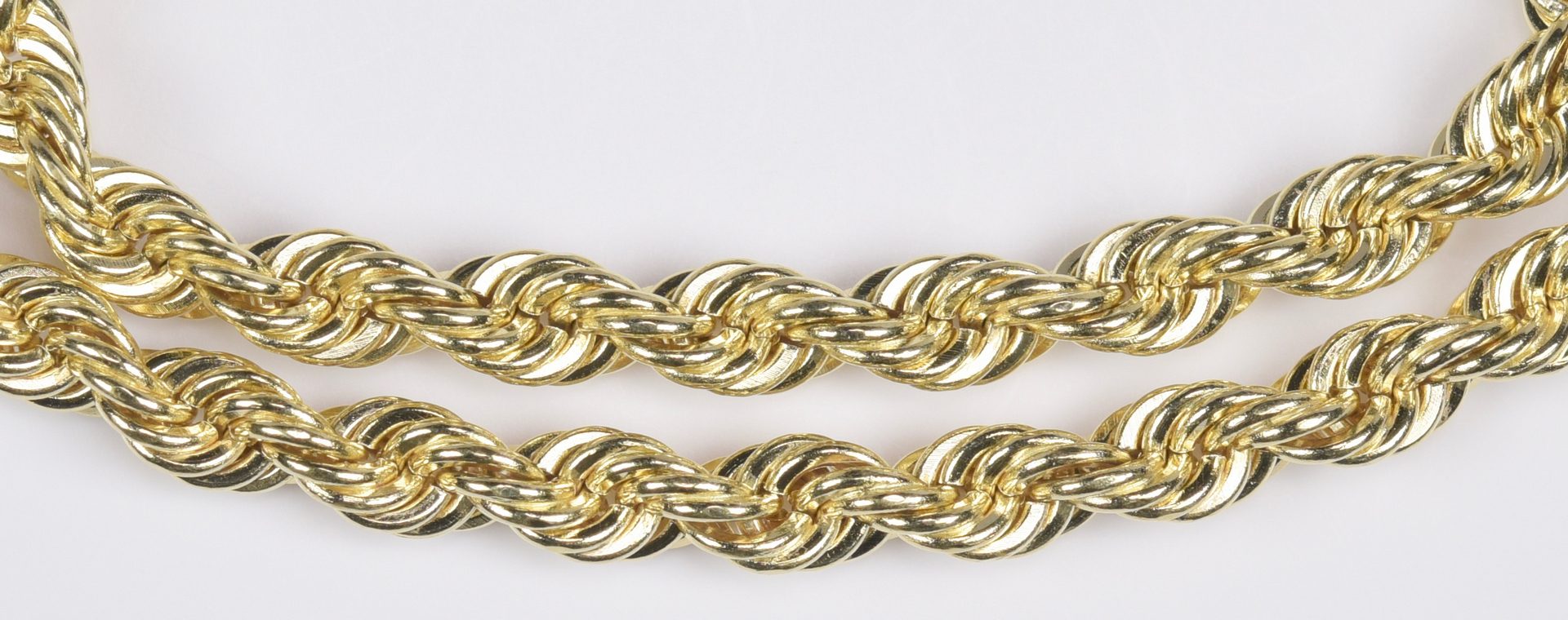 Lot 407: 14K Rope Necklace and Bracelet Set, 110 g
