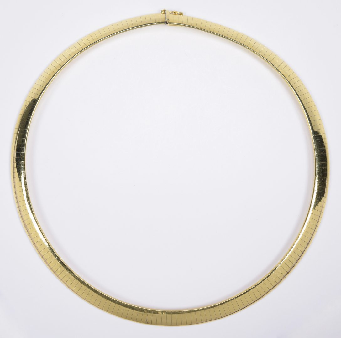 Lot 413: 18K Omega Collar Necklace, 17" L