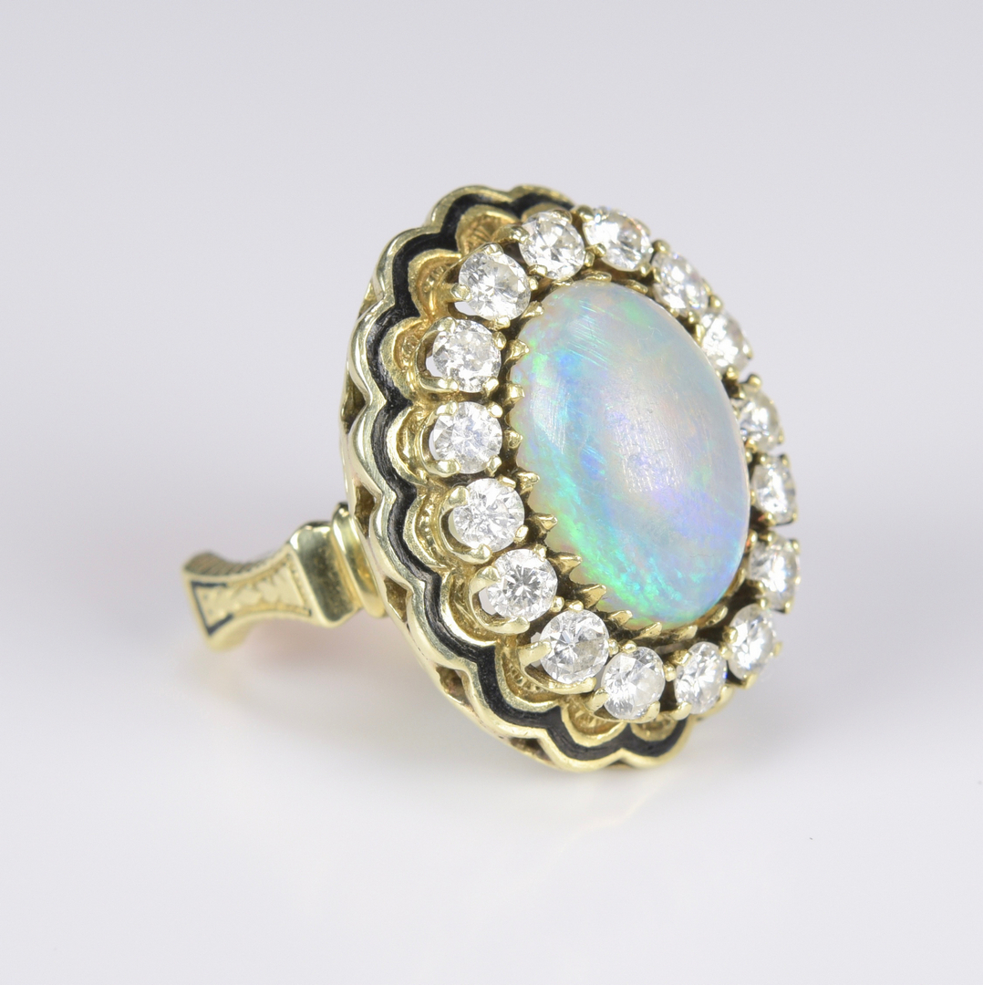 Lot 421: 14K Opal Diamond Dinner Ring | Case Auctions