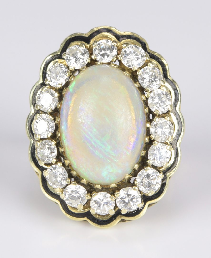 Lot 421: 14K Opal Diamond Dinner Ring