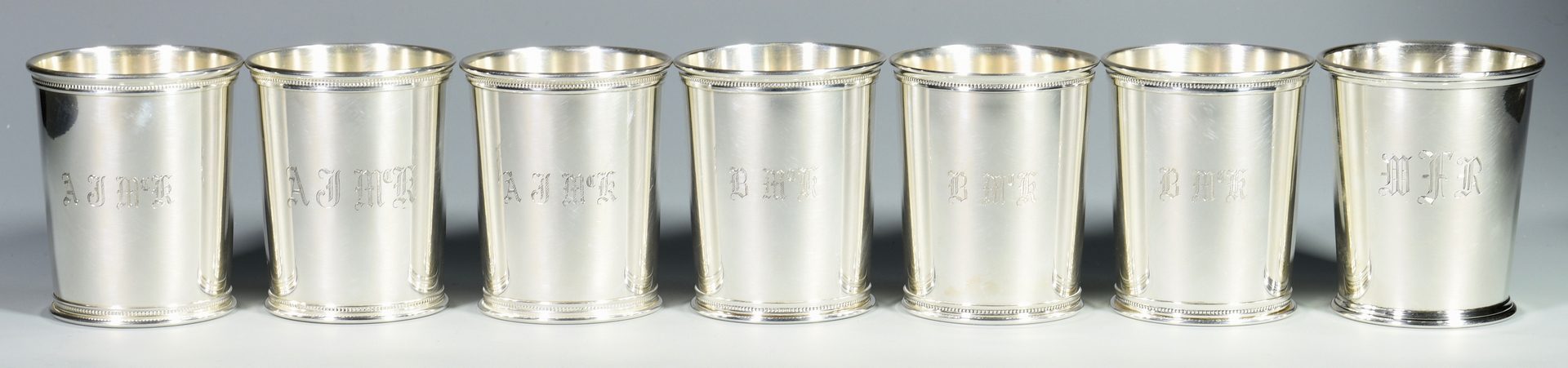 Lot 454: 6 Reed & Barton Sterling Julep Cups Plus 1 other