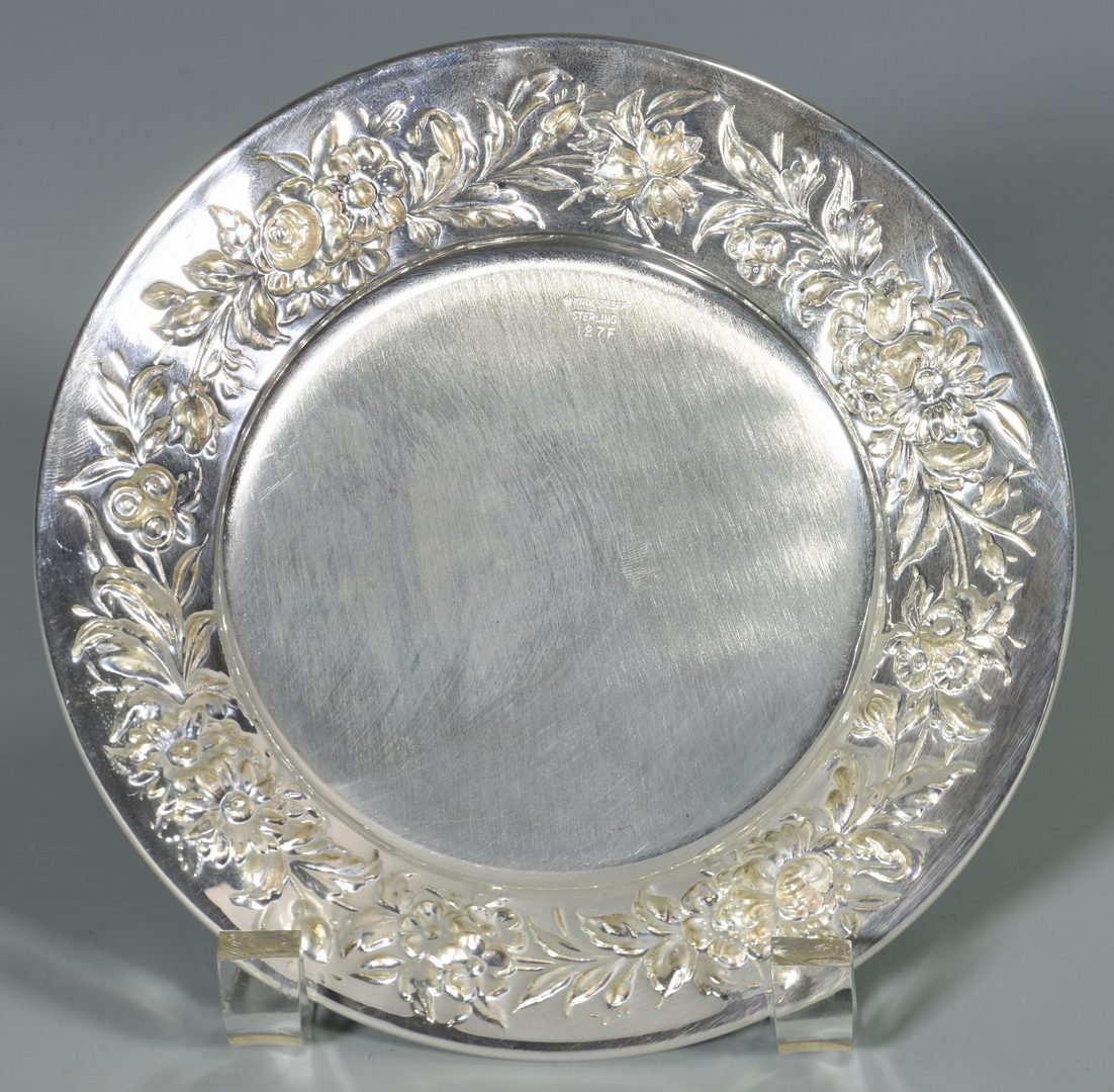 Lot 456: 14 Kirk Stieff Repousse Sterling Bread Plates
