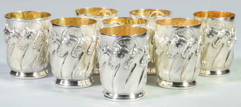 Lot 45: 8 Galmer Sterling "Horses" Julep Cups