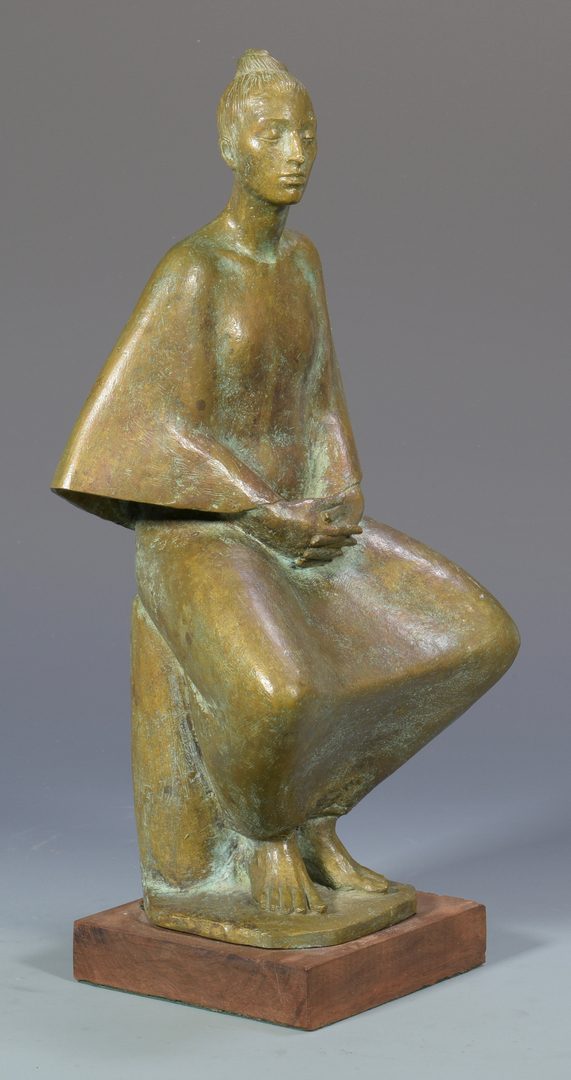 Lot 478: Mid-Century Bronze sculpture, Seated Woman