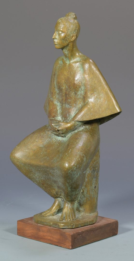 Lot 478: Mid-Century Bronze sculpture, Seated Woman