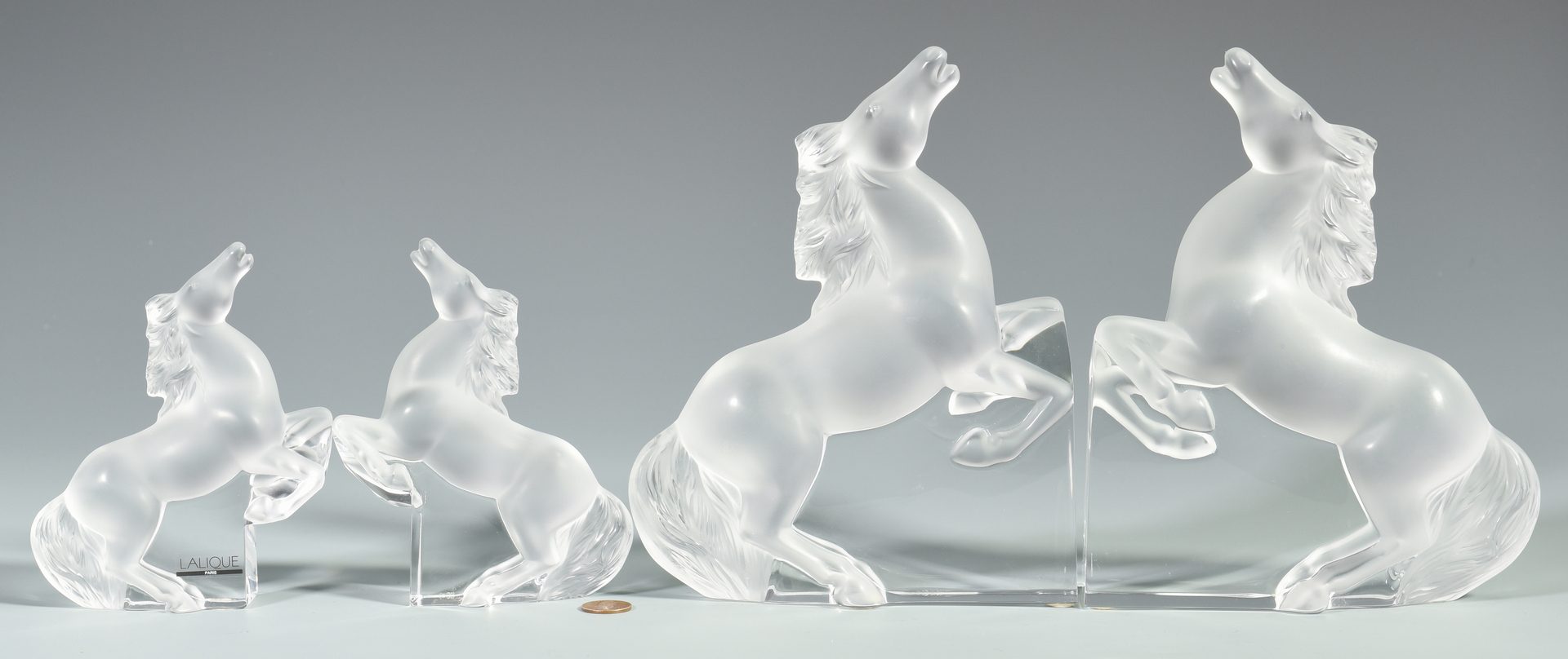 Lot 505: 2 Prs. Lalique Horse Glass Bookends