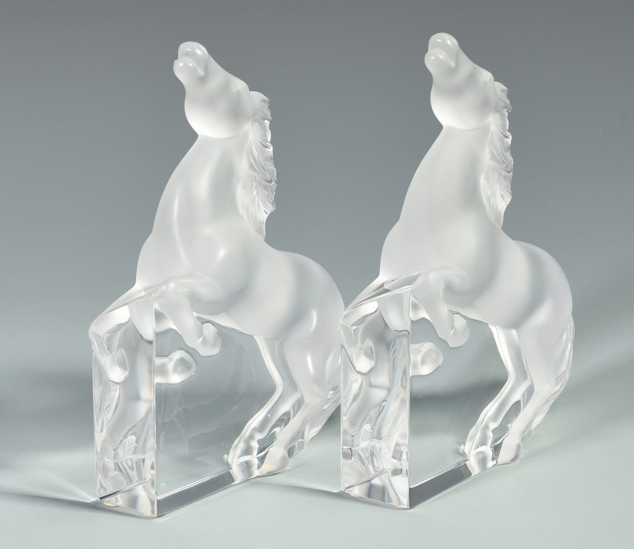 Lot 505: 2 Prs. Lalique Horse Glass Bookends