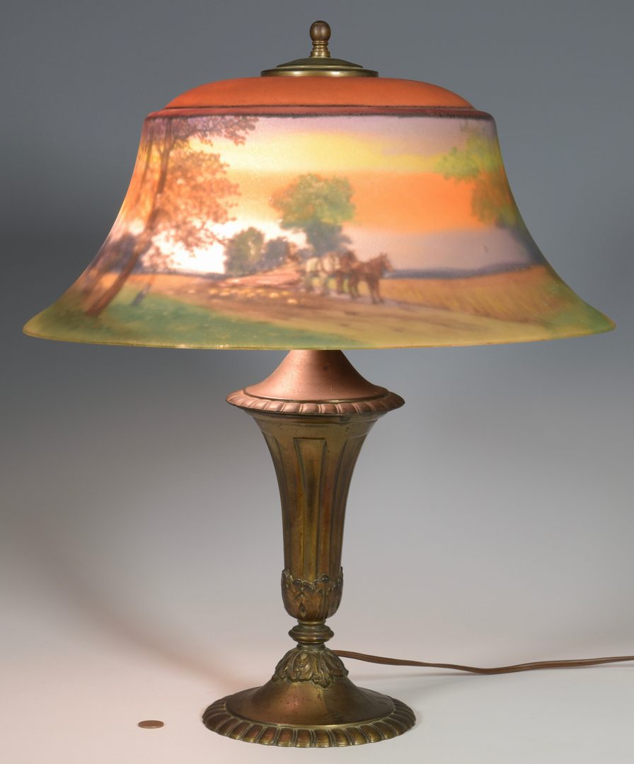 Lot 509: Pairpoint Reverse Painted Scenic Lamp