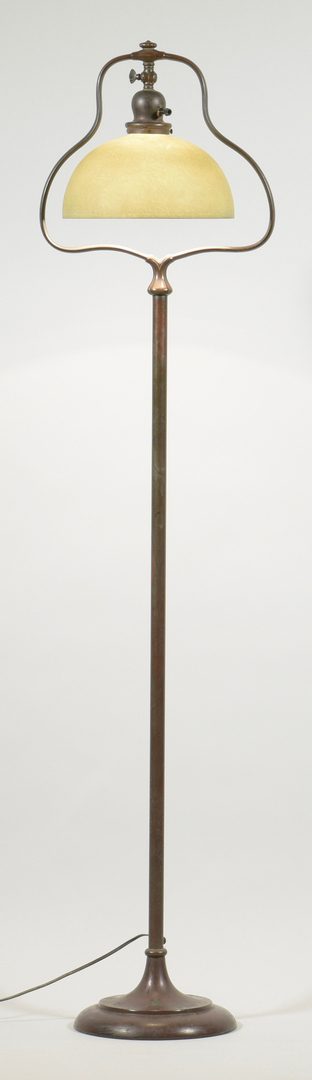 Lot 510: Handel Bronze Floor Lamp & Mosserine Shade