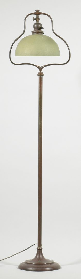 Lot 510: Handel Bronze Floor Lamp & Mosserine Shade
