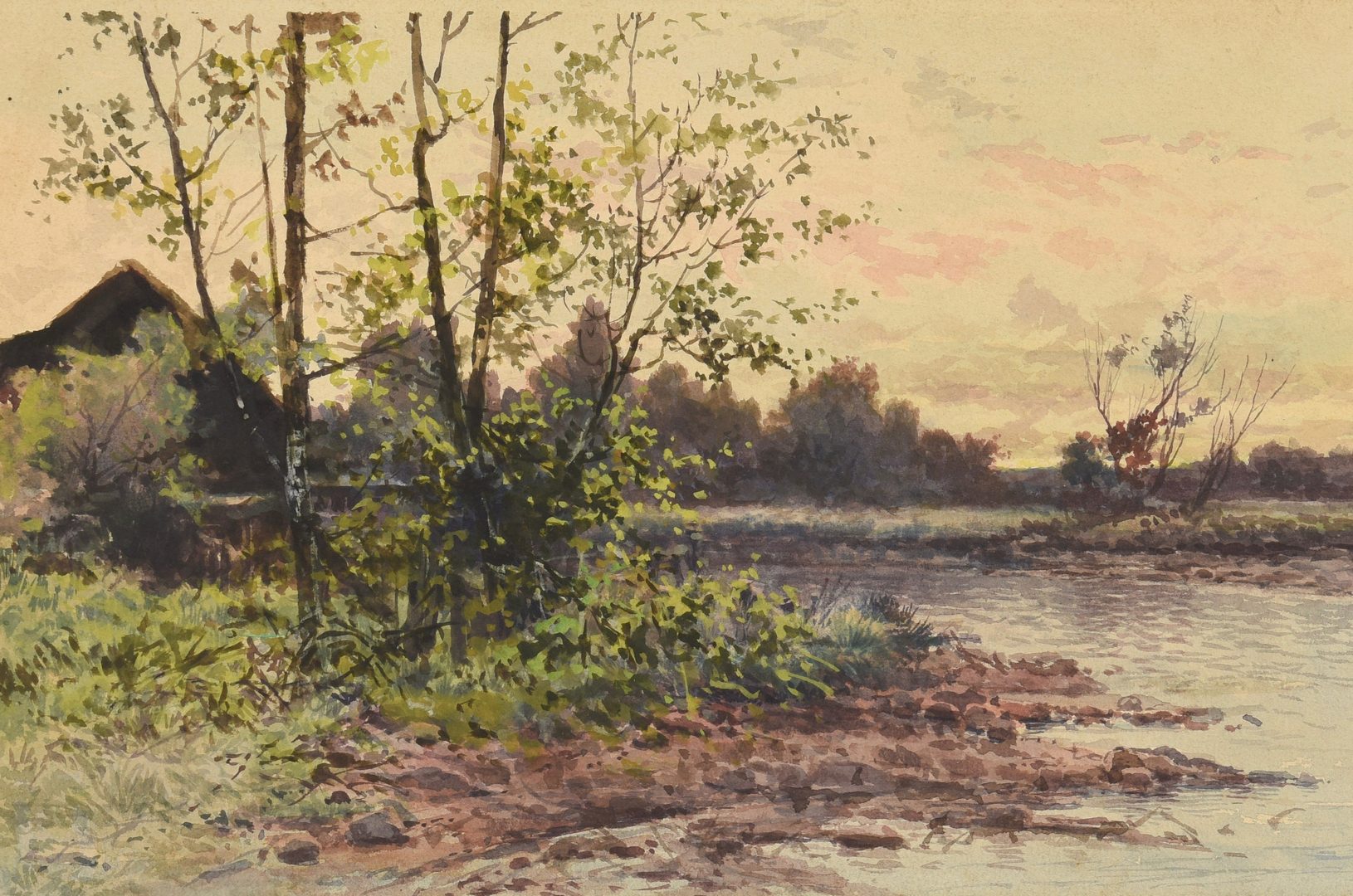 Lot 523: Arthur Diehl Watercolor of Waterway