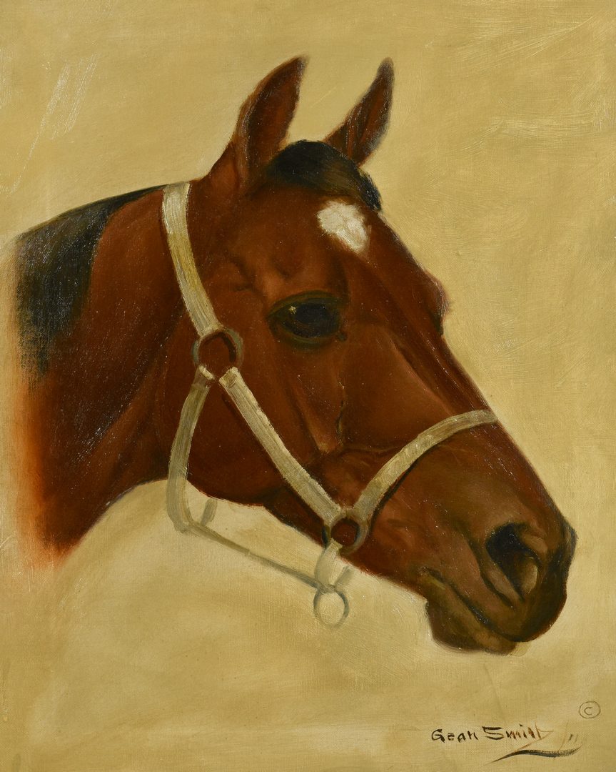 Lot 527: 2 Oil on Canvas Horse Paintings, incl. Gean Smith