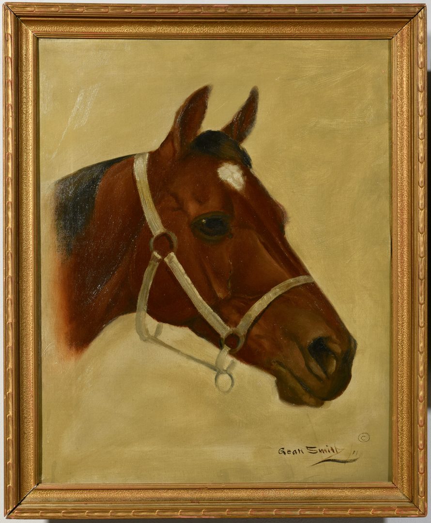 Lot 527: 2 Oil on Canvas Horse Paintings, incl. Gean Smith