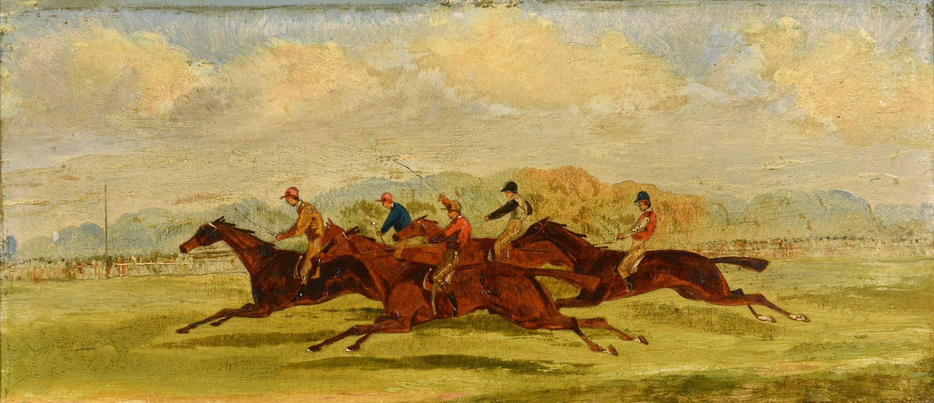 Lot 528: 2 English Fox Hunt, Racing Paintings, 19th century