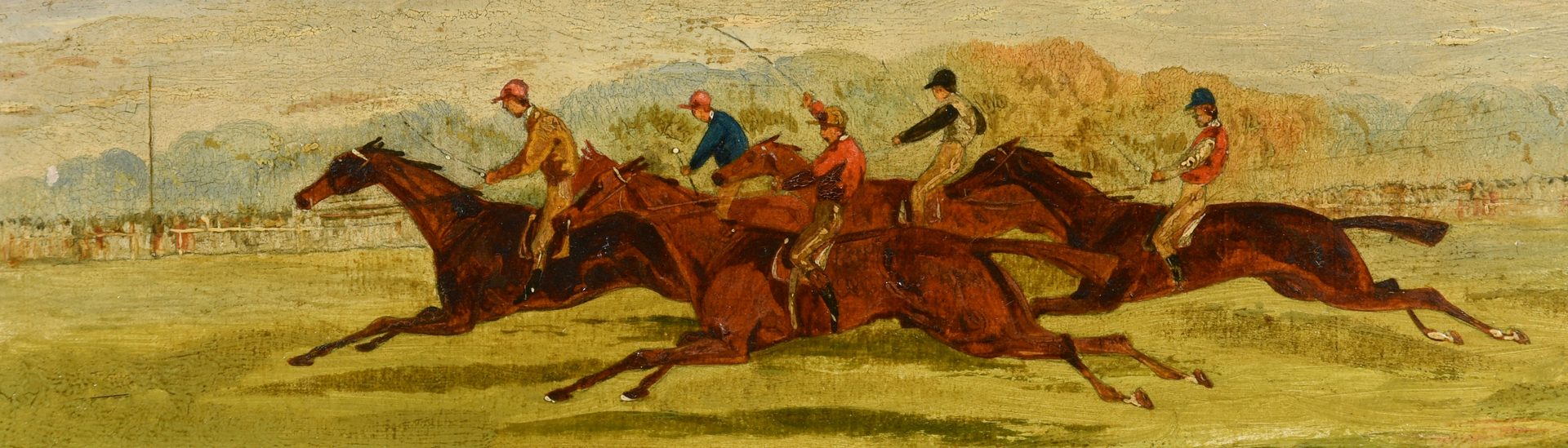 Lot 528: 2 English Fox Hunt, Racing Paintings, 19th century