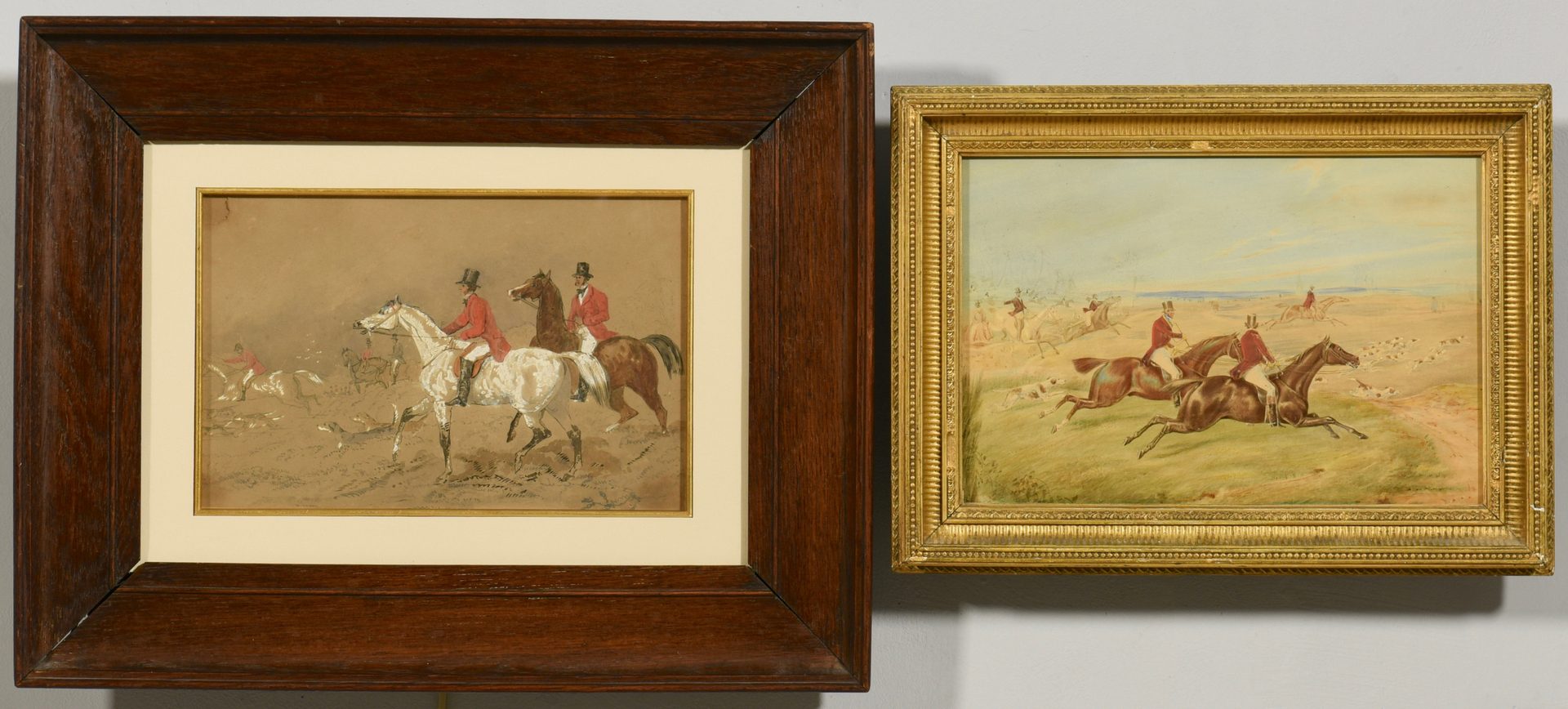 Lot 529: 4 19th century English Paintings, Horses & Fox Hunting