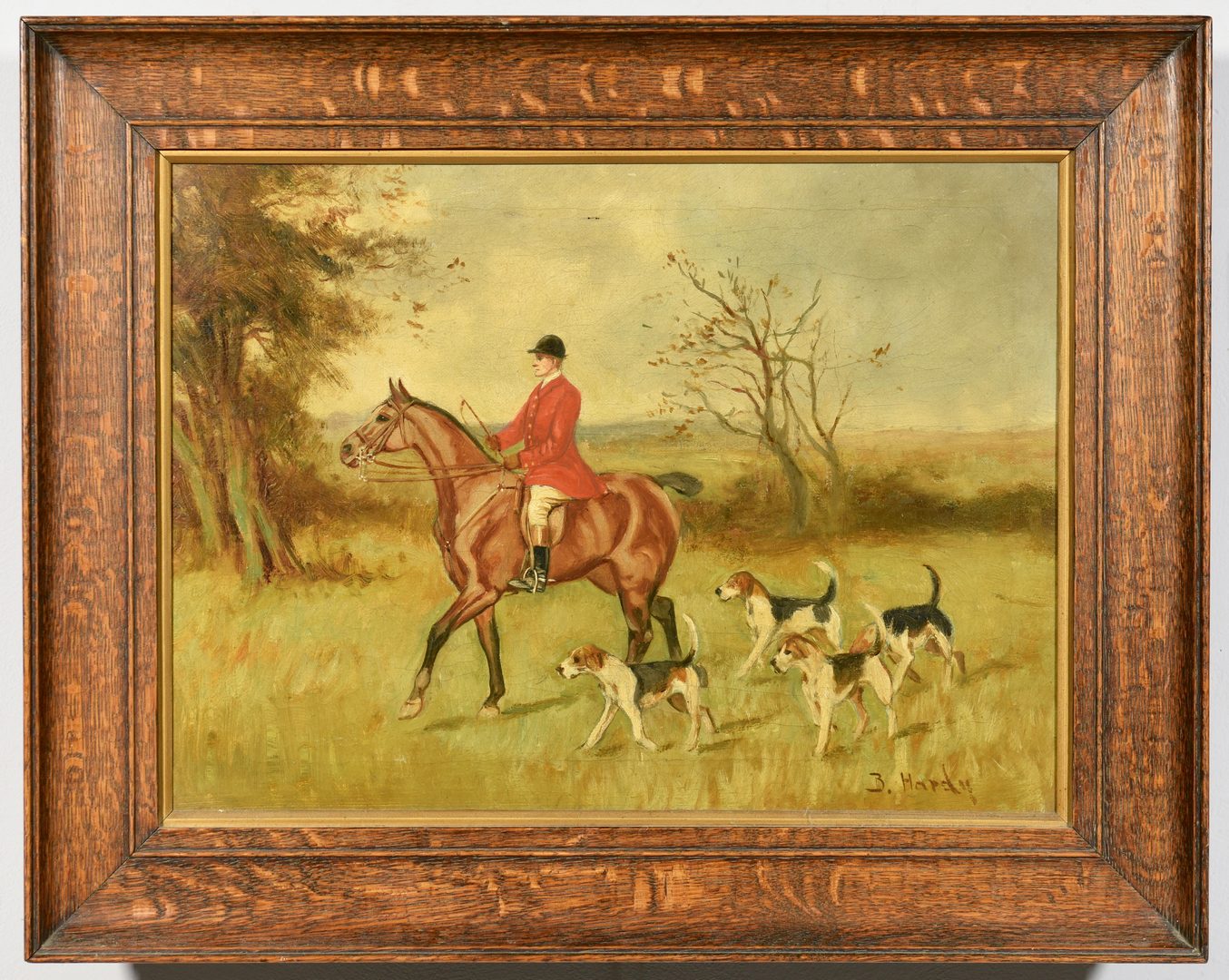 Lot 529: 4 19th century English Paintings, Horses & Fox Hunting | Case