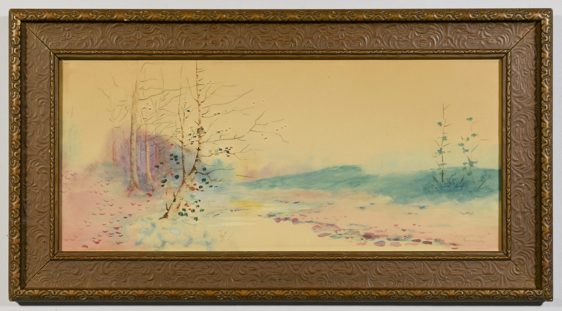 Lot 537: Lloyd Branson Panoramic Watercolor Landscape