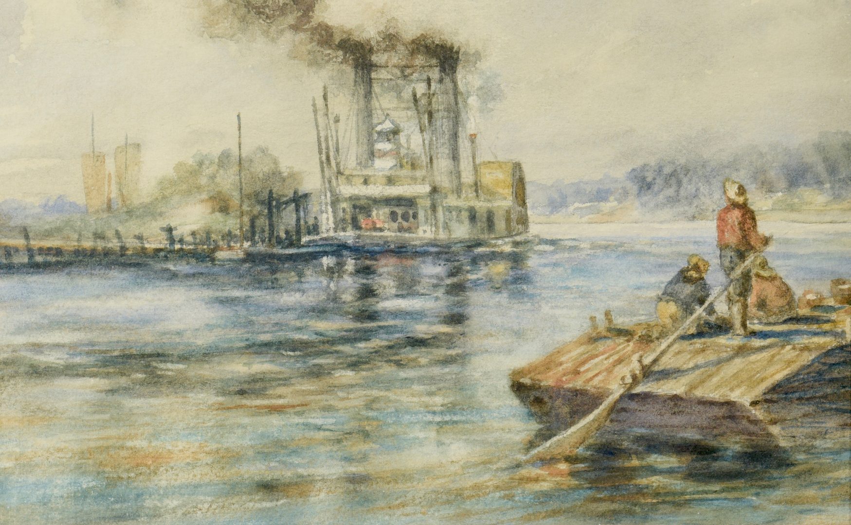 Lot 548: Robert Hopkin Landscape with Riverboat