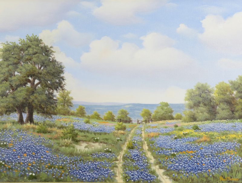 Lot 550: Paul Turner Oil on Canvas, Bluebonnets