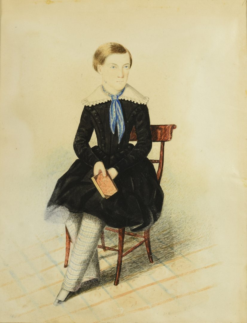 Lot 552: Pair of Watercolor Portraits of Seated Children