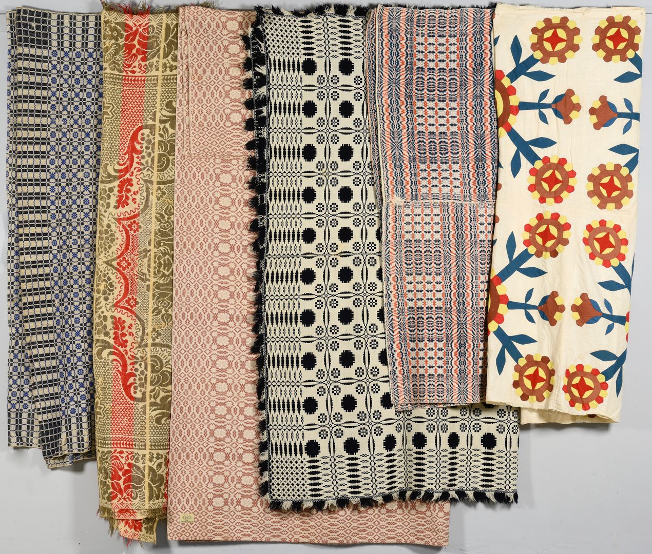 Lot 558: Southern Coverlets & Quilt Top, 6 items