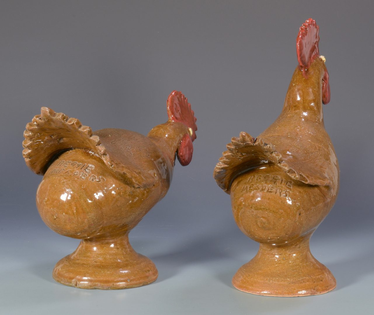 Lot 559: 2 Reggie Meaders Southern Folk Pottery Roosters