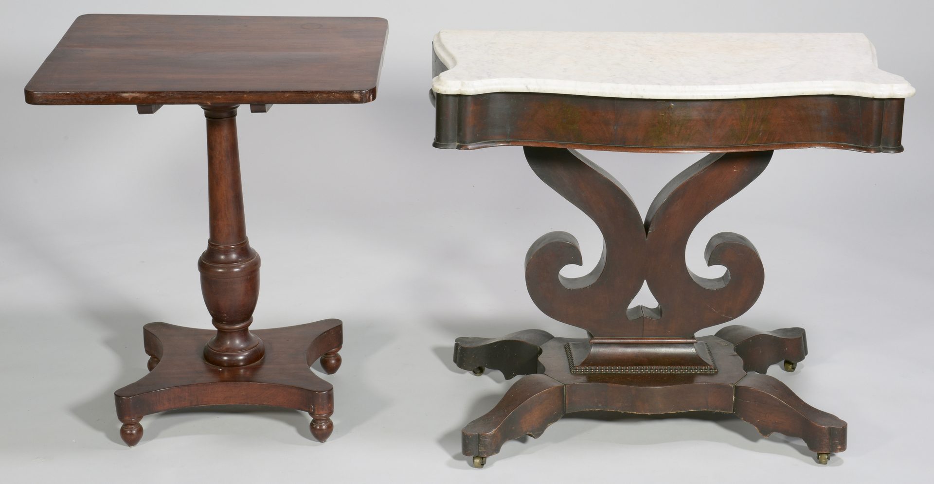 Lot 583: Classical Tilt top and Marble Top Pier Table, 2 items