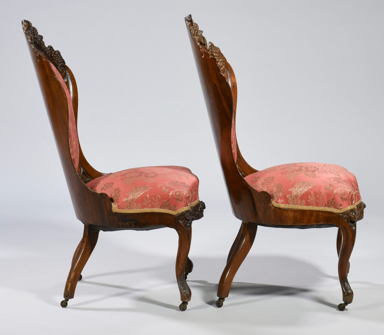 Lot 584: Pair Rococo Revival Chairs, attr. Belter