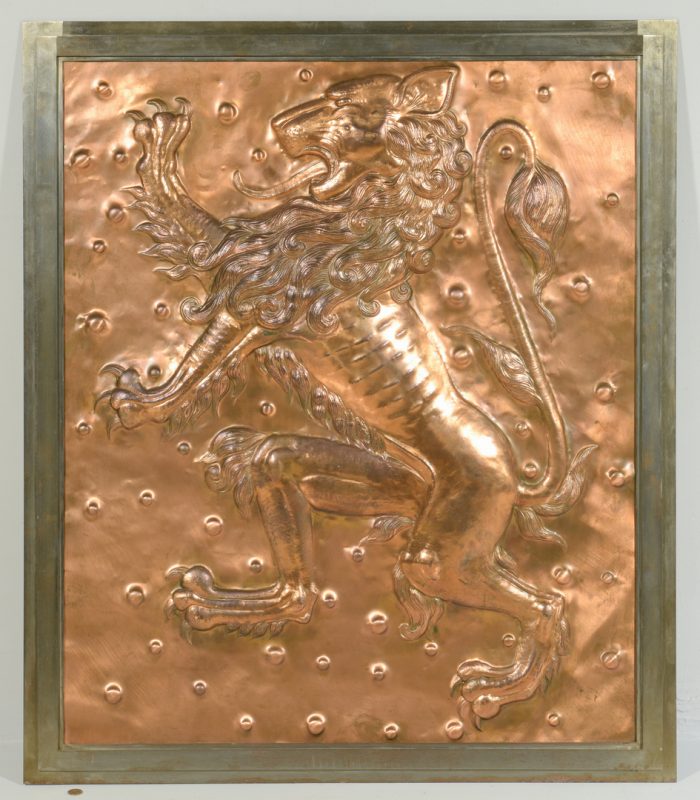 Lot 608: Copper Lion Bas Relief Plaque