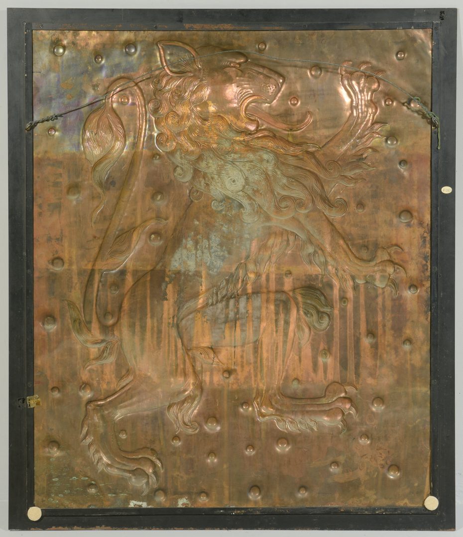 Lot 608: Copper Lion Bas Relief Plaque