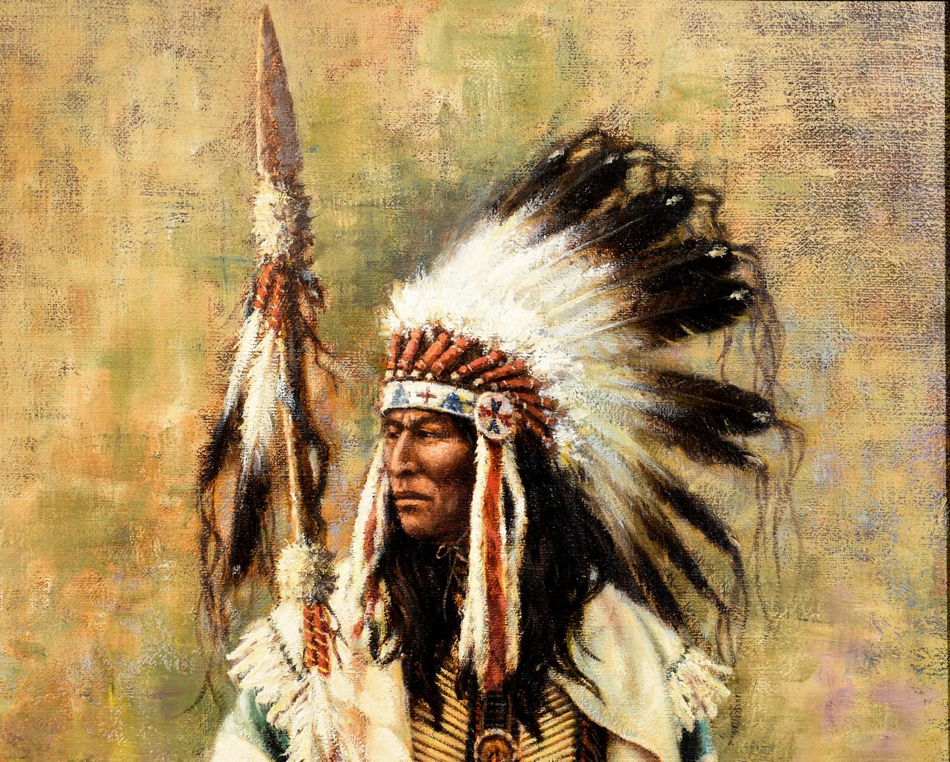 Lot 610: M. Martensen, large oil of Indian Chief