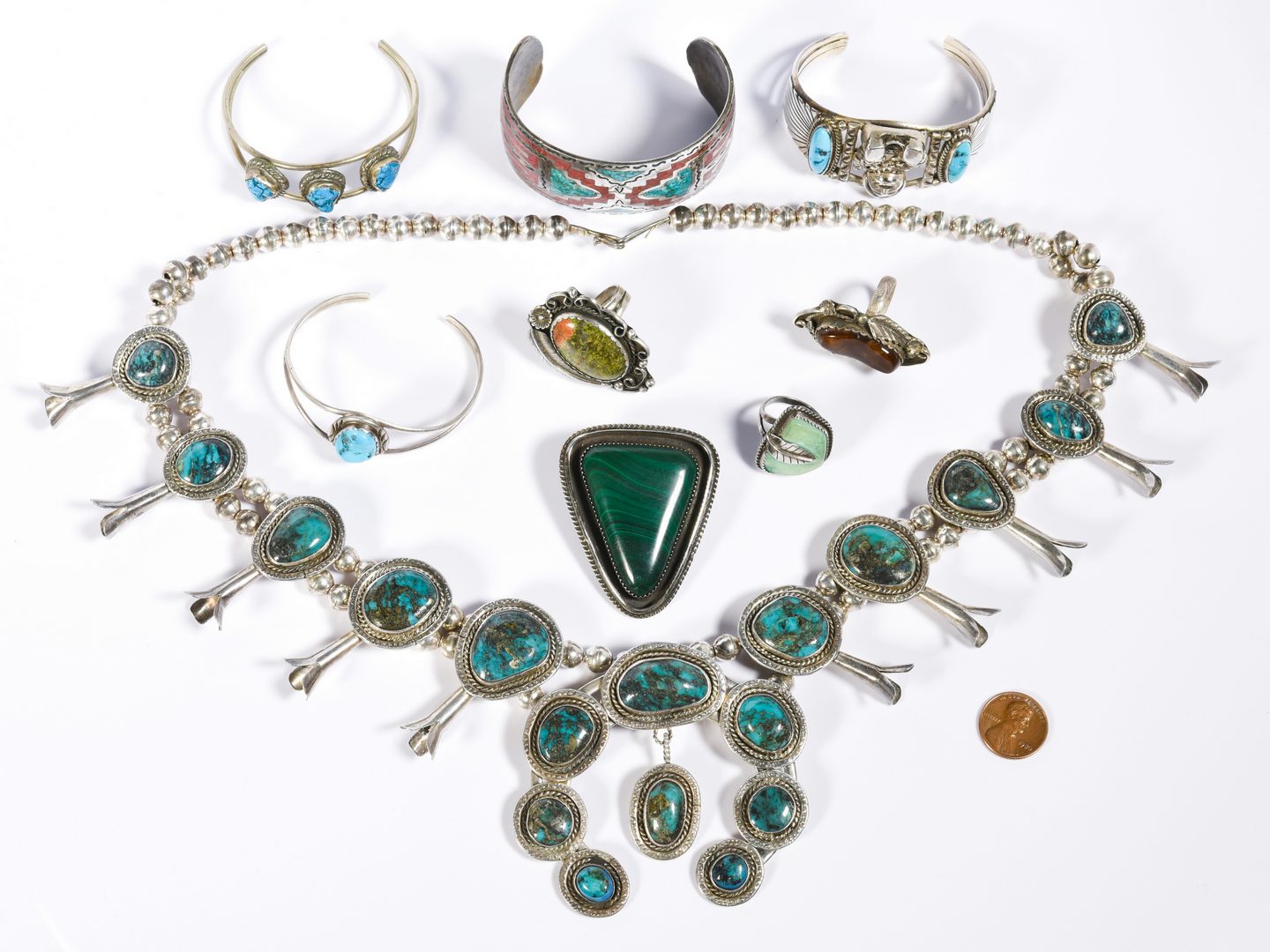 Lot 616: Native American Jewelry Grouping, 9 items