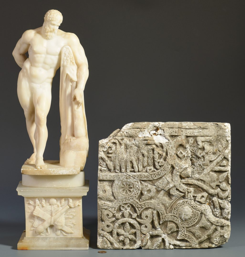Lot 629: Hercules Figure & 2 Architectural Fragments