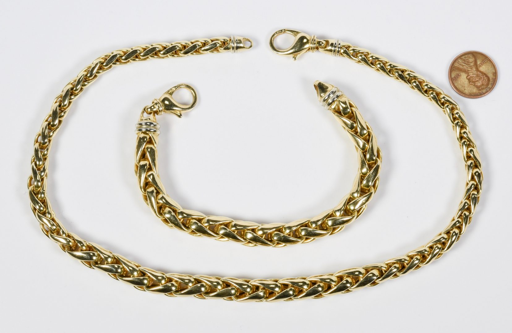 Lot 62: 14K Italian Necklace and Bracelet Set