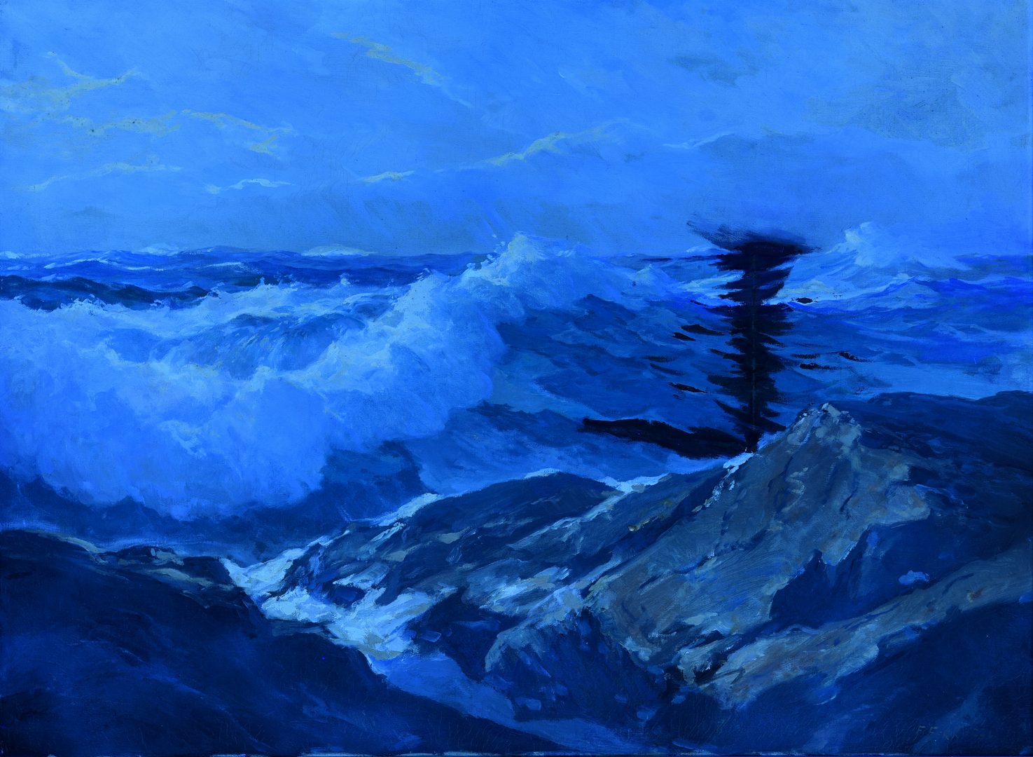 Lot 640: Frank Ferruzza Oil on Canvas Seascape