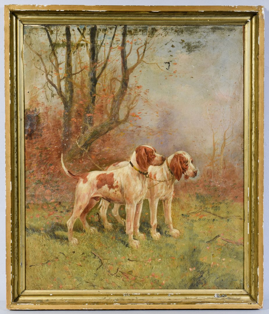 Lot 647:  English Pointers Oil on Canvas